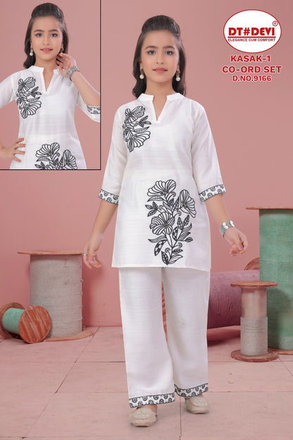 Kasak 1 Dn 9166 Black-White Dt Devi Vetican Girls Co Ord Set Exporter