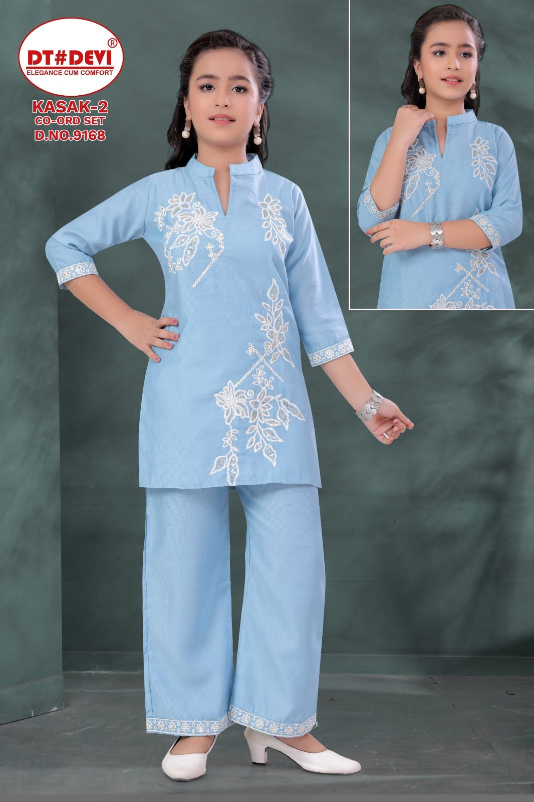 Kasak 2 Dn 9168 Dt Devi Vetican Girls Co Ord Set Wholesale