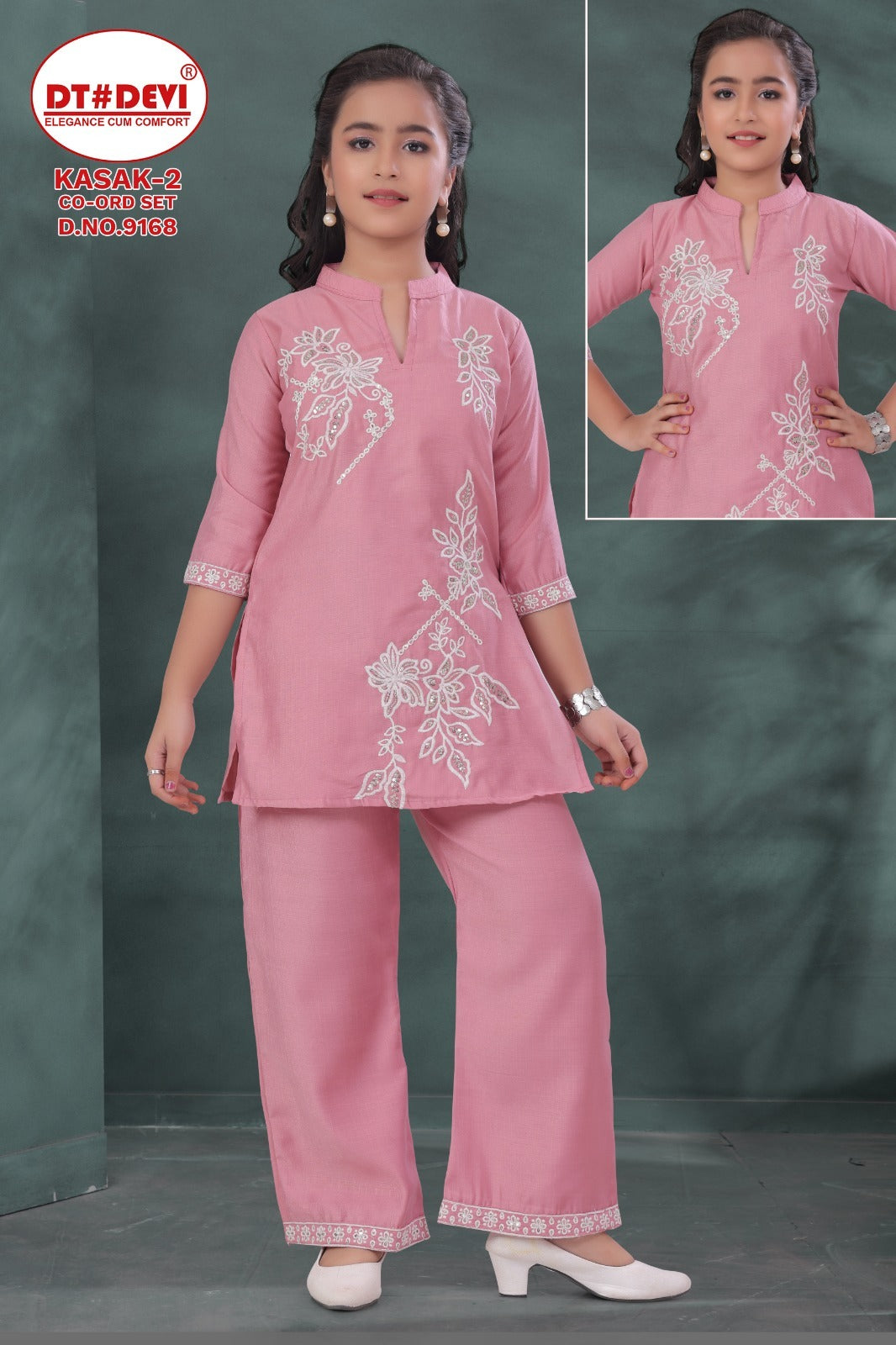 Kasak 2 Dn 9168 Dt Devi Vetican Girls Co Ord Set Wholesale