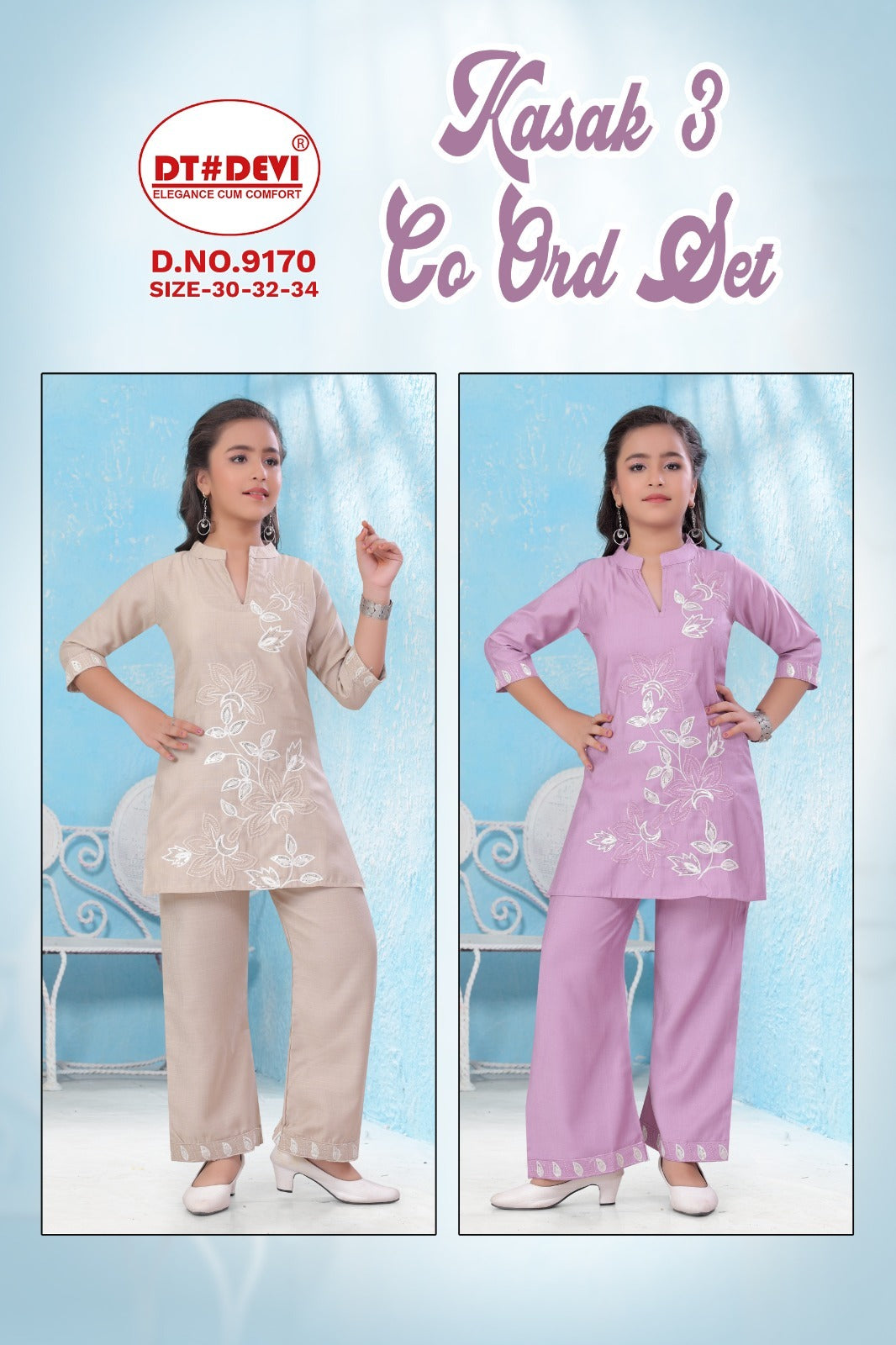 Kasak 3 Dn 9170 Dt Devi Vetican Girls Co Ord Set Supplier India
