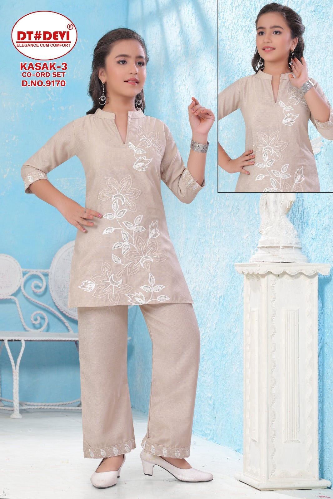 Kasak 3 Dn 9170 Dt Devi Vetican Girls Co Ord Set Supplier India