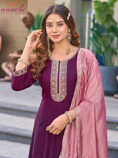 Kasak Aanchi Vichitra Silk Readymade Anarkali Suits Manufacturer Ahmedabad