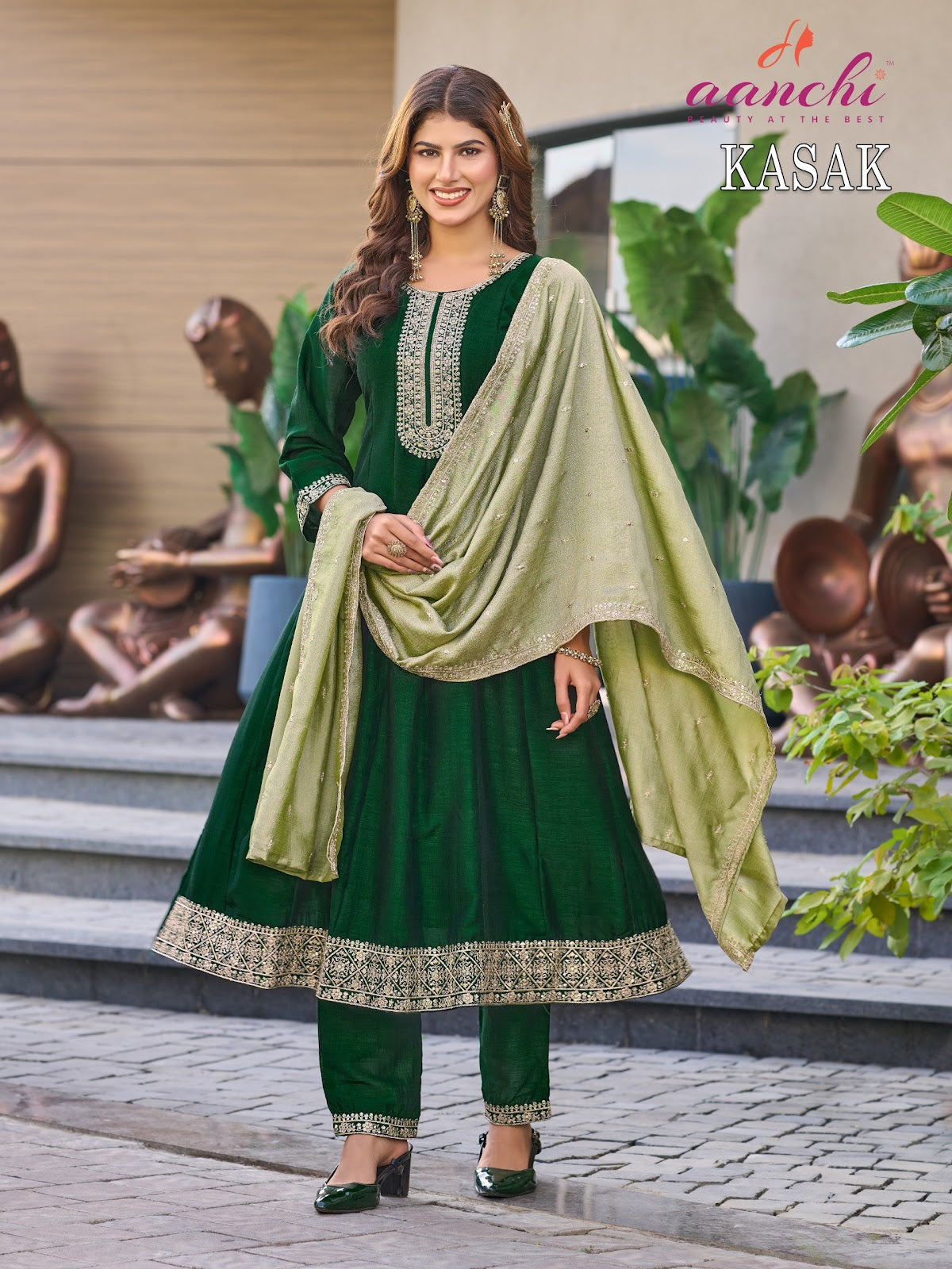 Kasak Aanchi Vichitra Silk Readymade Anarkali Suits Manufacturer Ahmedabad