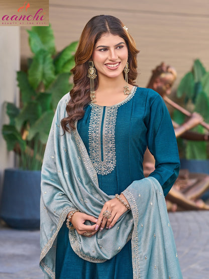 Kasak Aanchi Vichitra Silk Readymade Anarkali Suits Manufacturer Ahmedabad