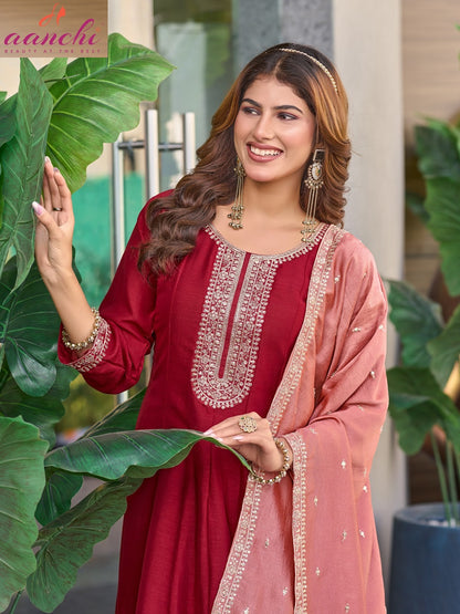 Kasak Aanchi Vichitra Silk Readymade Anarkali Suits Manufacturer Ahmedabad