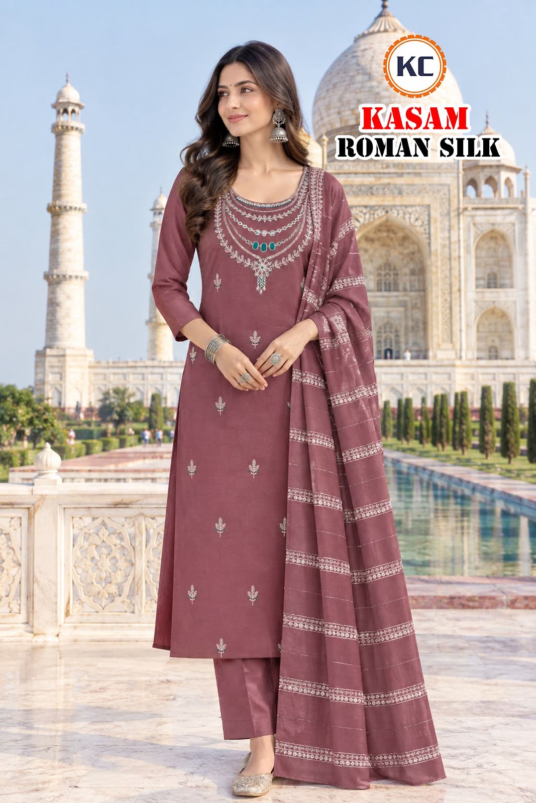 Kasam Vol 1 Kc Roman Silk Readymade Pant Style Suits Wholesale Price
