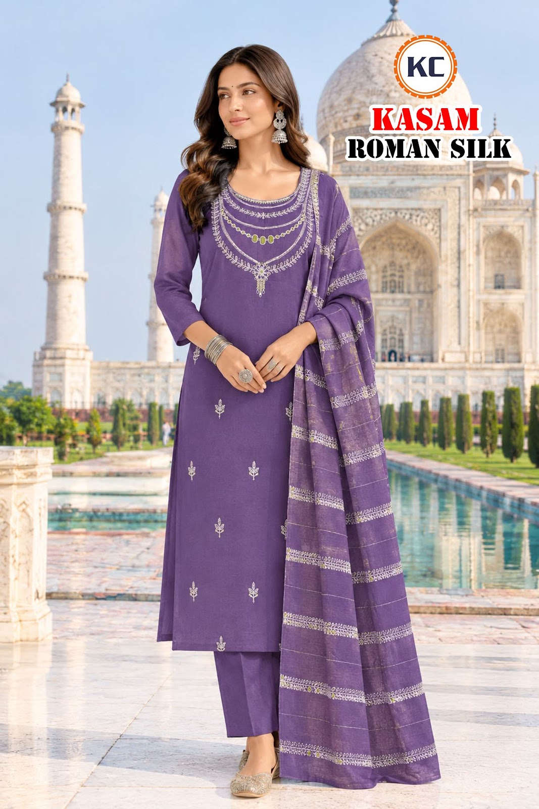 Kasam Vol 1 Kc Roman Silk Readymade Pant Style Suits Wholesale Price
