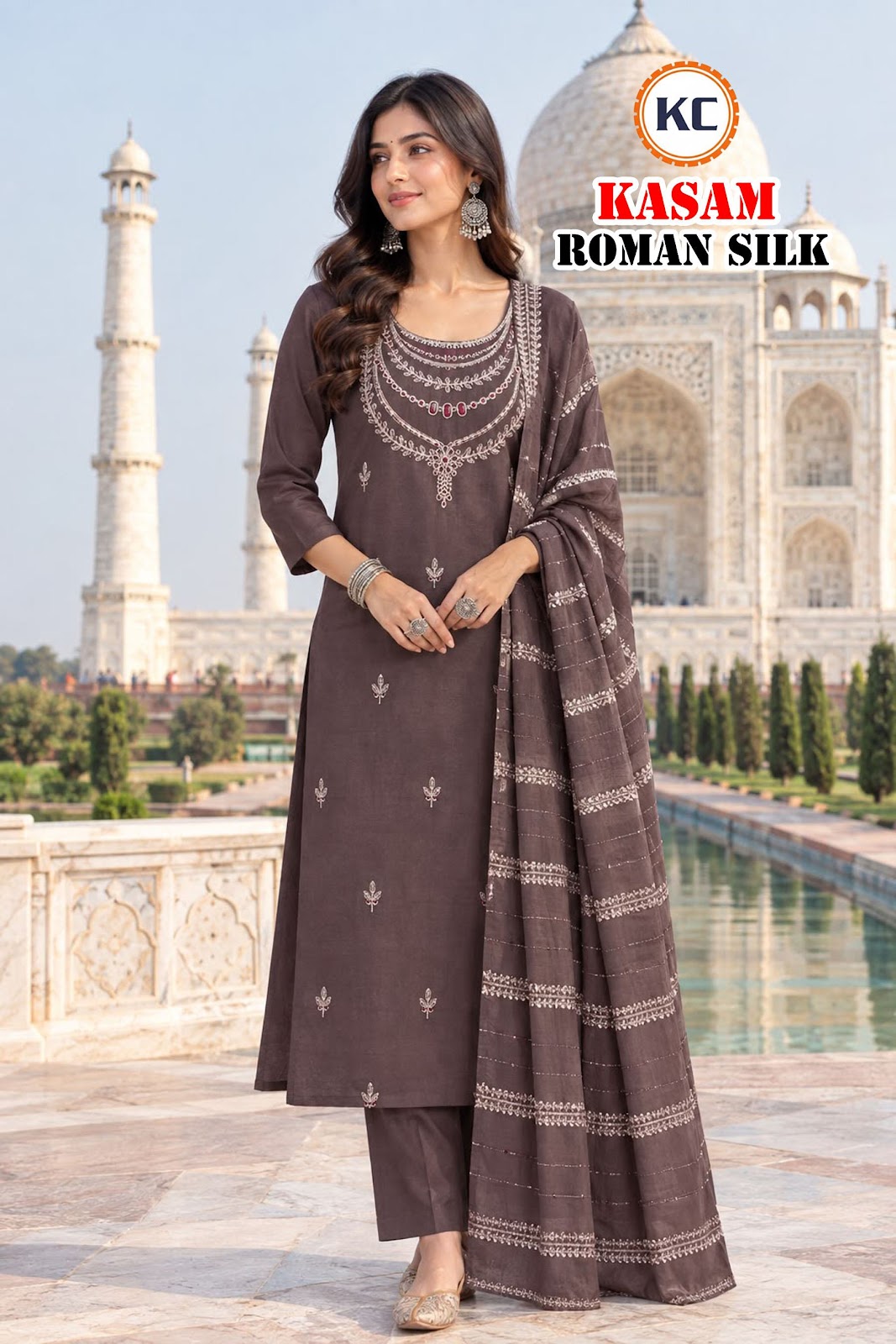 Kasam Vol 1 Kc Roman Silk Readymade Pant Style Suits Wholesale Price