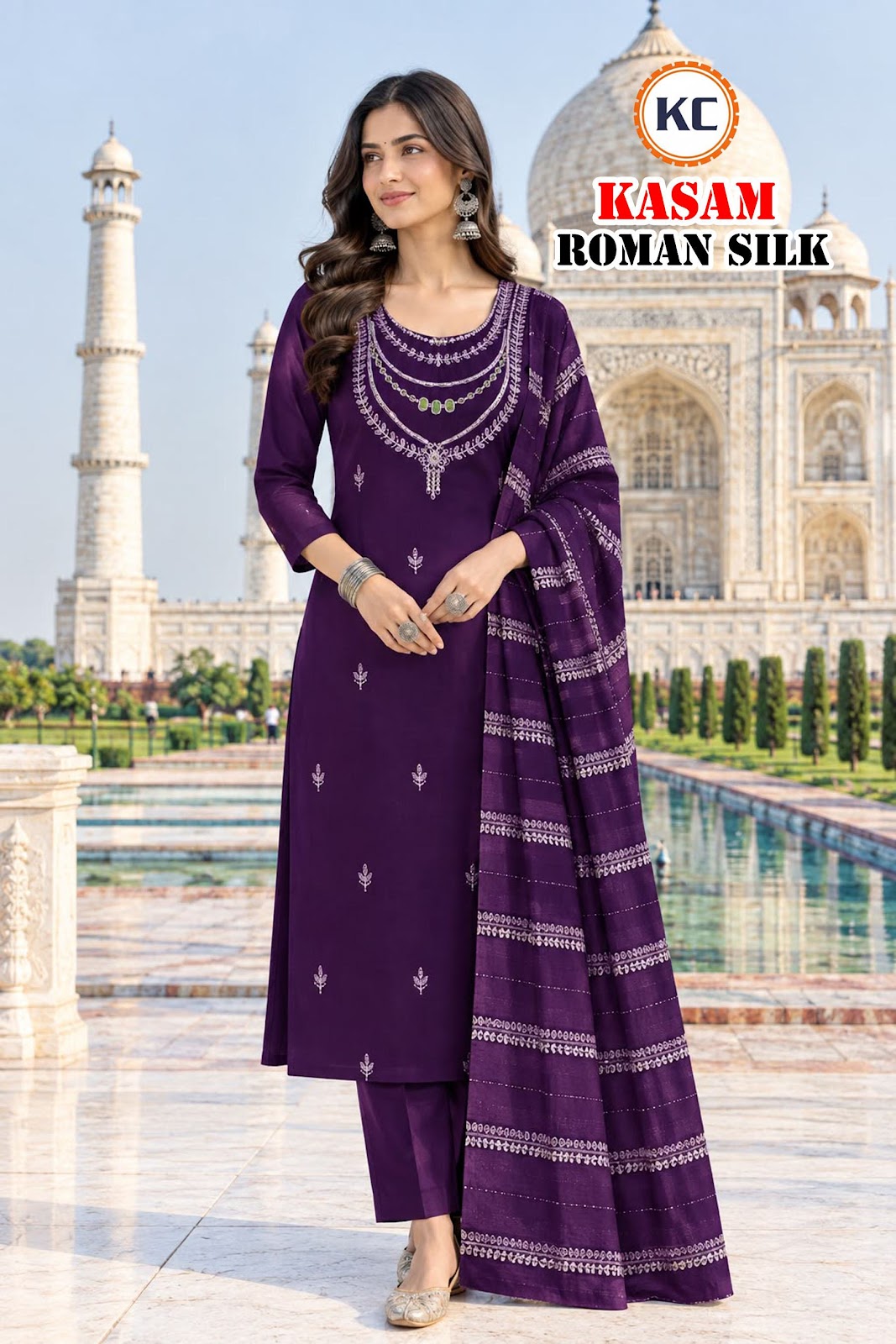 Kasam Vol 1 Kc Roman Silk Readymade Pant Style Suits Wholesale Price
