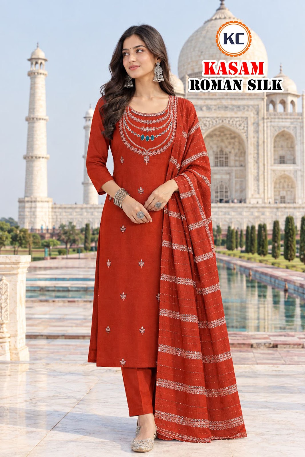 Kasam Vol 1 Kc Roman Silk Readymade Pant Style Suits Wholesale Price