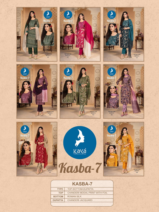 Kasba 7 Kaya Chanderi Modal Readymade Pant Style Suits Supplier Gujarat