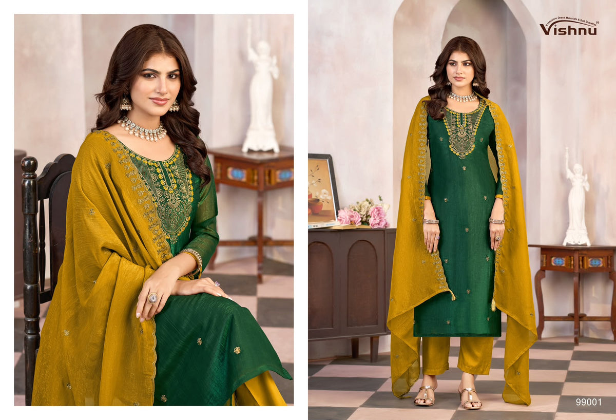 Kaseeda Vishnu Impex Crunchy Silk Pant Style Suits Wholesaler Gujarat