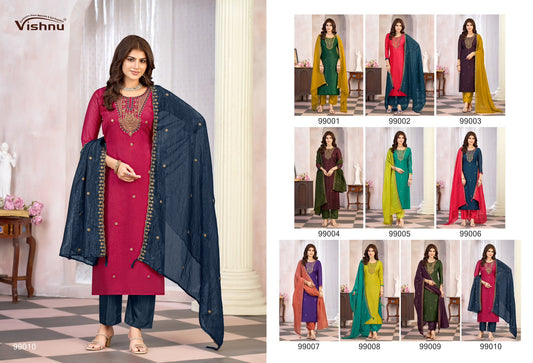 Kaseeda Vishnu Impex Crunchy Silk Pant Style Suits Wholesaler Gujarat