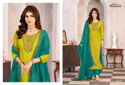 Kaseeda Vishnu Impex Crunchy Silk Pant Style Suits Wholesaler Gujarat