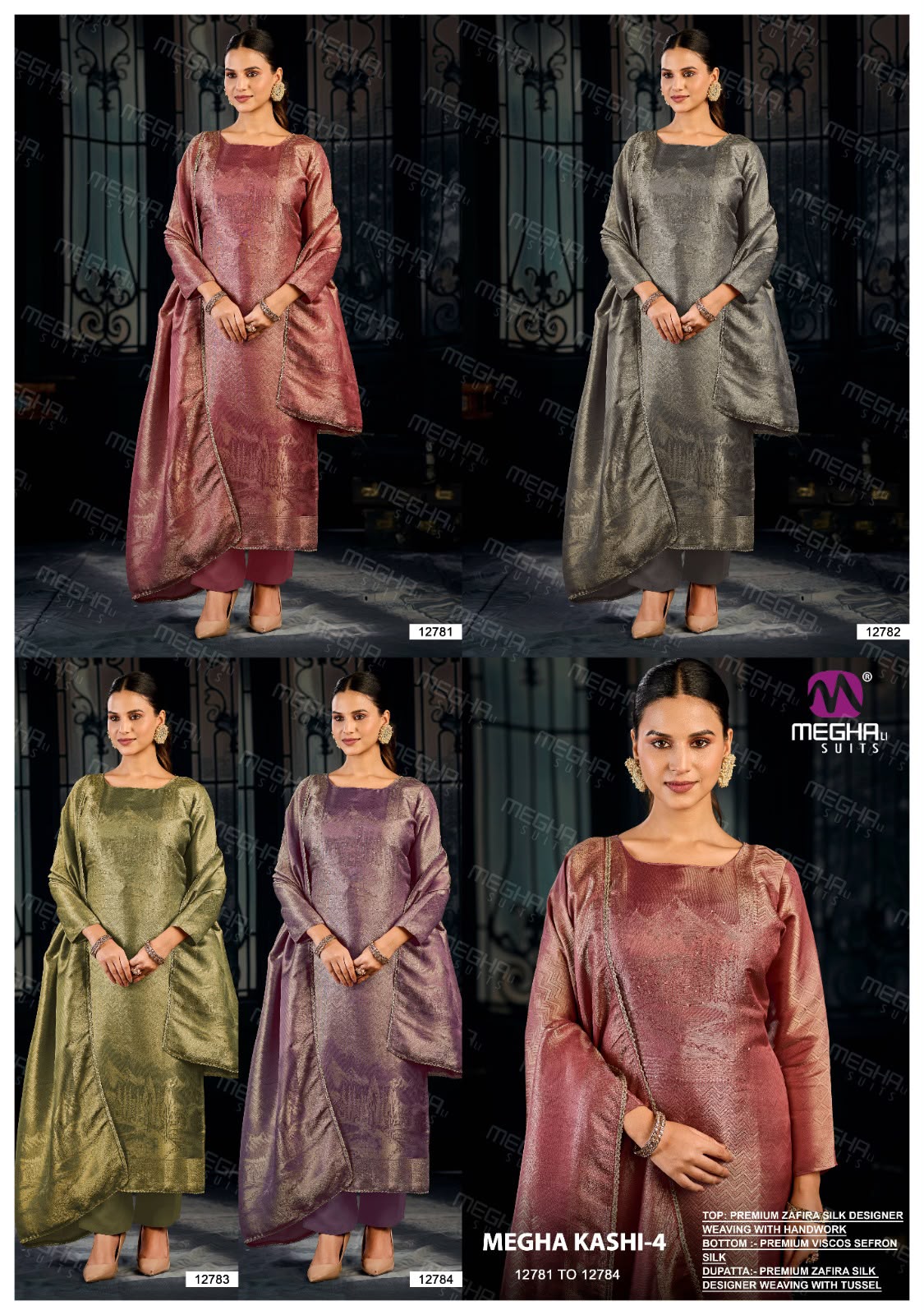 Kashi 4 Megha Zafira Silk Pant Style Suits Wholesale Rate