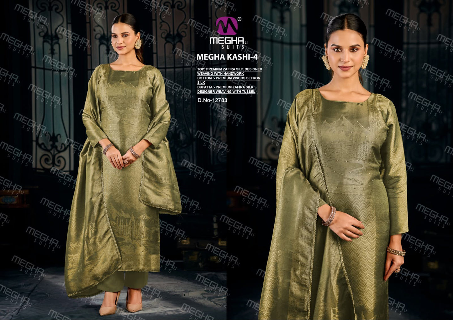 Kashi 4 Megha Zafira Silk Pant Style Suits Wholesale Rate