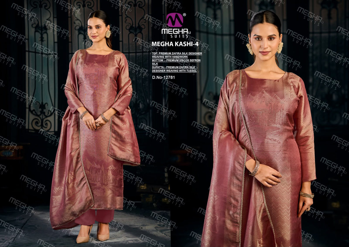 Kashi 4 Megha Zafira Silk Pant Style Suits Wholesale Rate