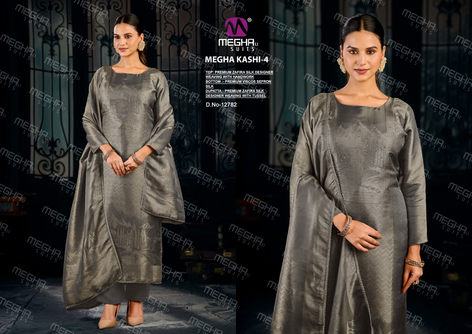 Kashi 4 Megha Zafira Silk Pant Style Suits Wholesale Rate