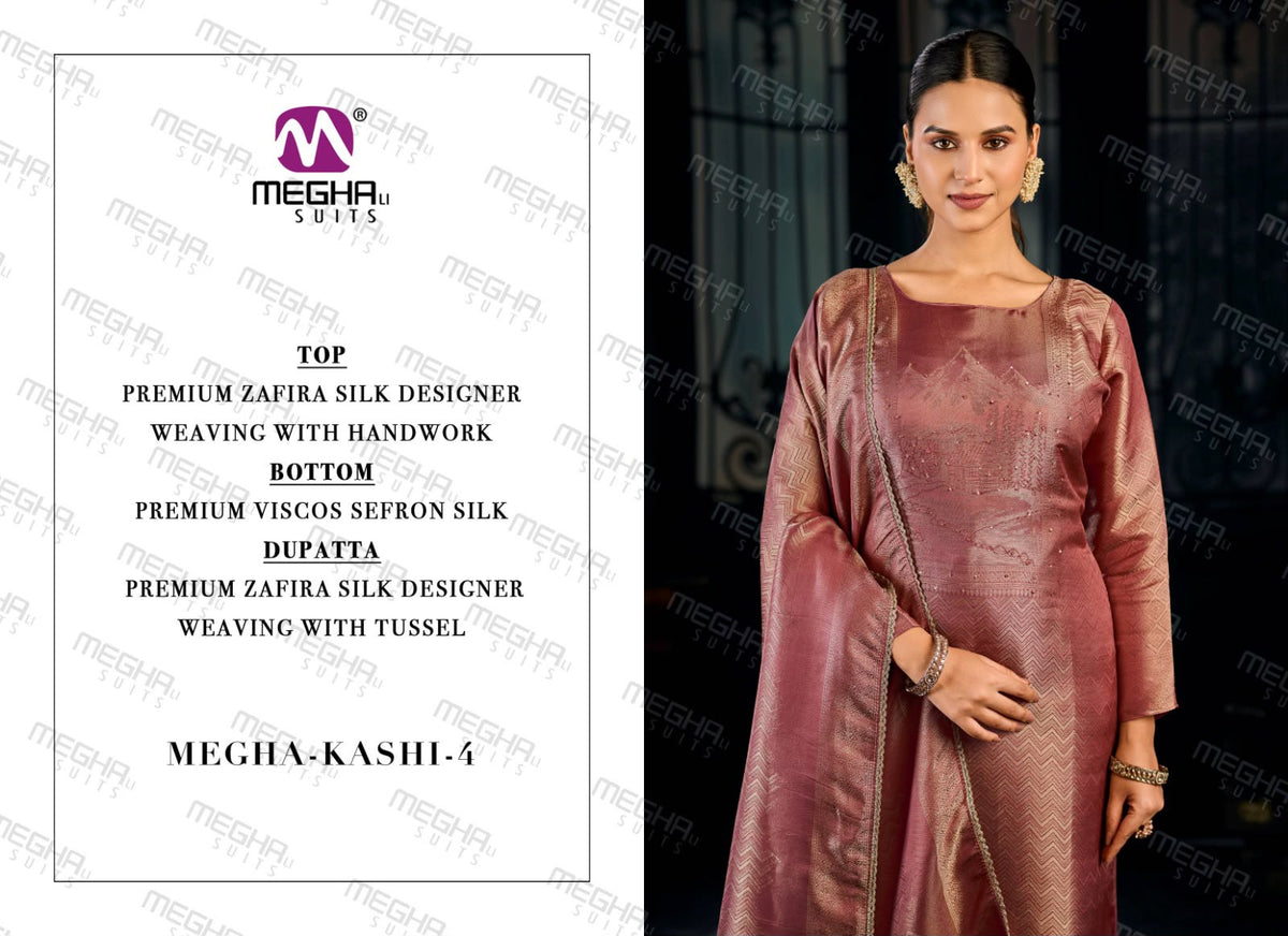 Kashi 4 Megha Zafira Silk Pant Style Suits Wholesale Rate