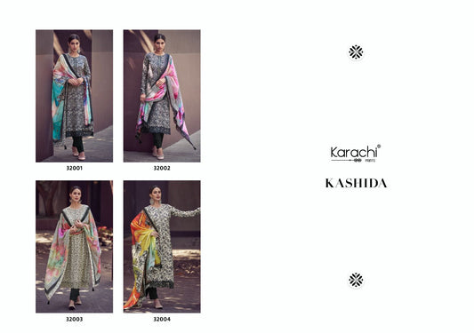 Kashida Karachi Prints Viscose Muslin Pant Style Suits