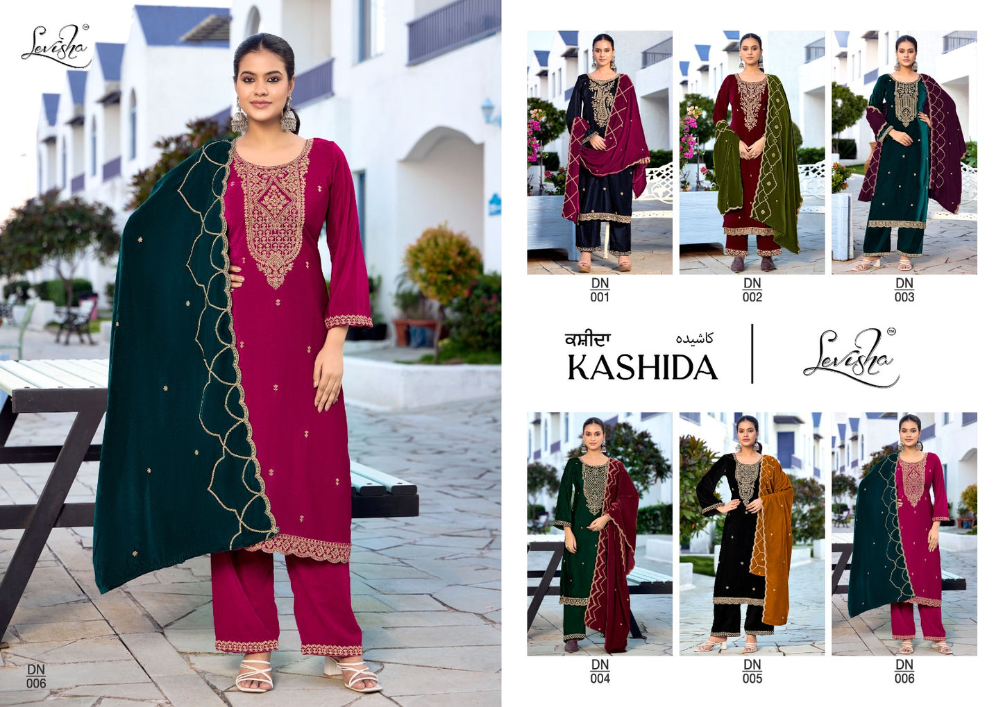 Kashida Levisha Velvet Suits Supplier Ahmedabad