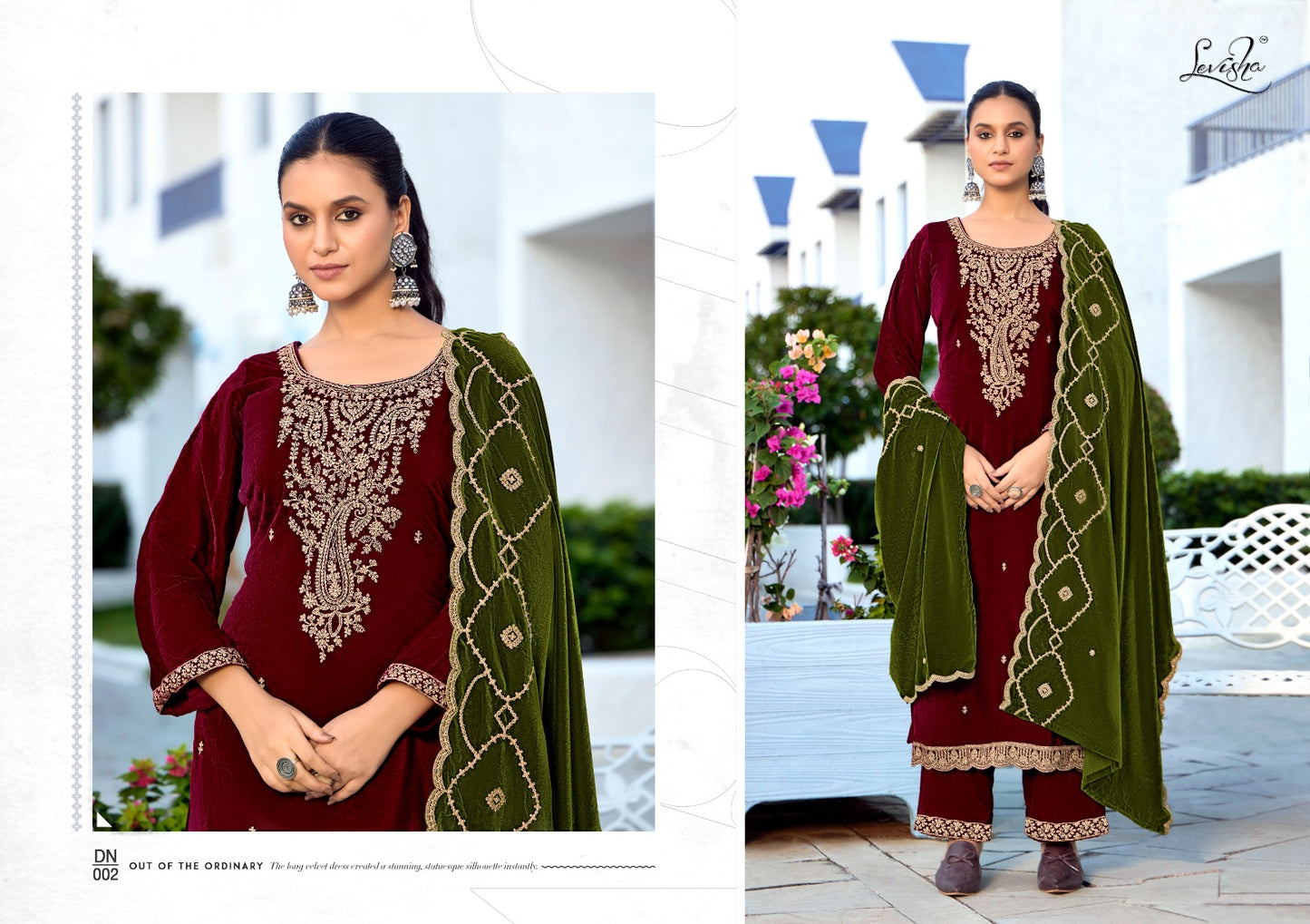 Kashida Levisha Velvet Suits Supplier Ahmedabad