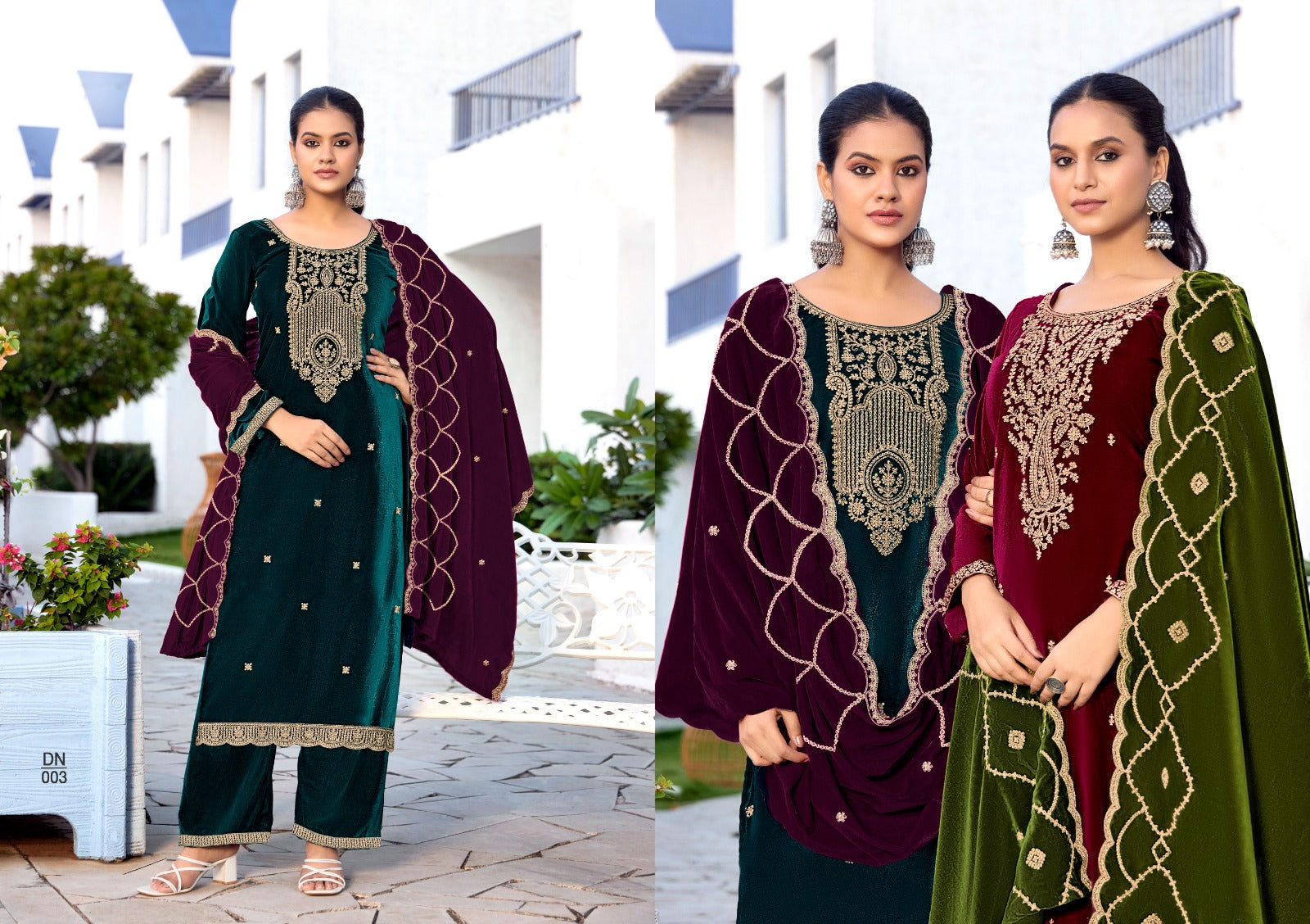 Kashida Levisha Velvet Suits Supplier Ahmedabad