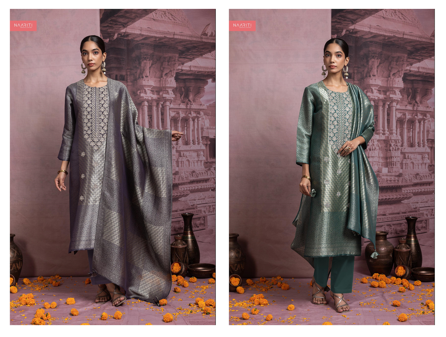 Kashifa Naariti Silk Jacquard Pant Style Suits Supplier India