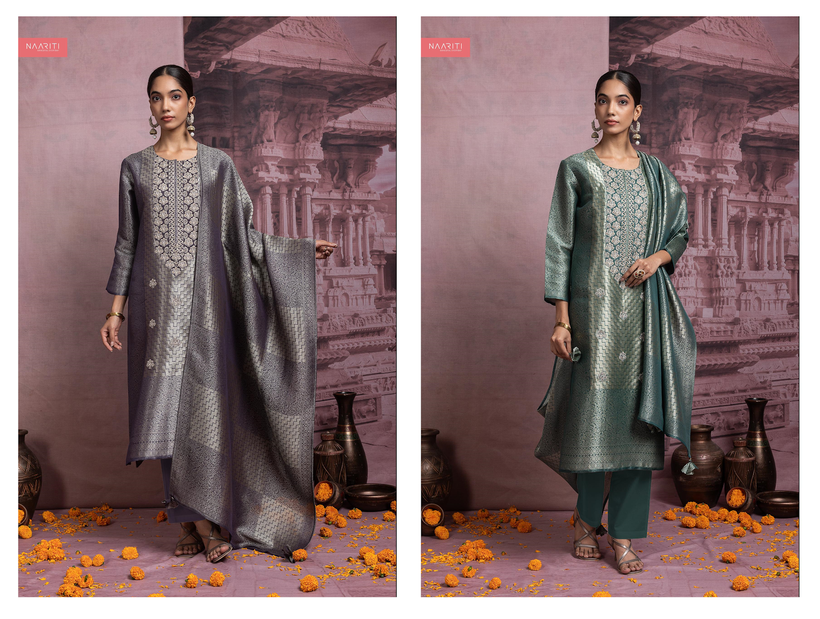 Kashifa Naariti Silk Jacquard Pant Style Suits Supplier India