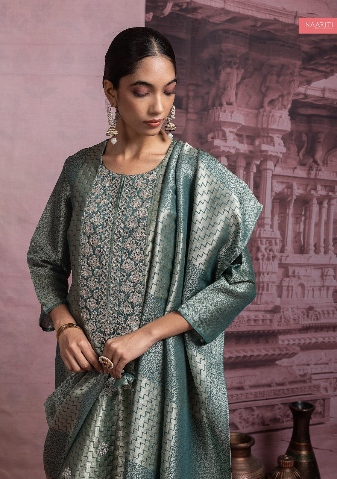 Kashifa Naariti Silk Jacquard Pant Style Suits Supplier India