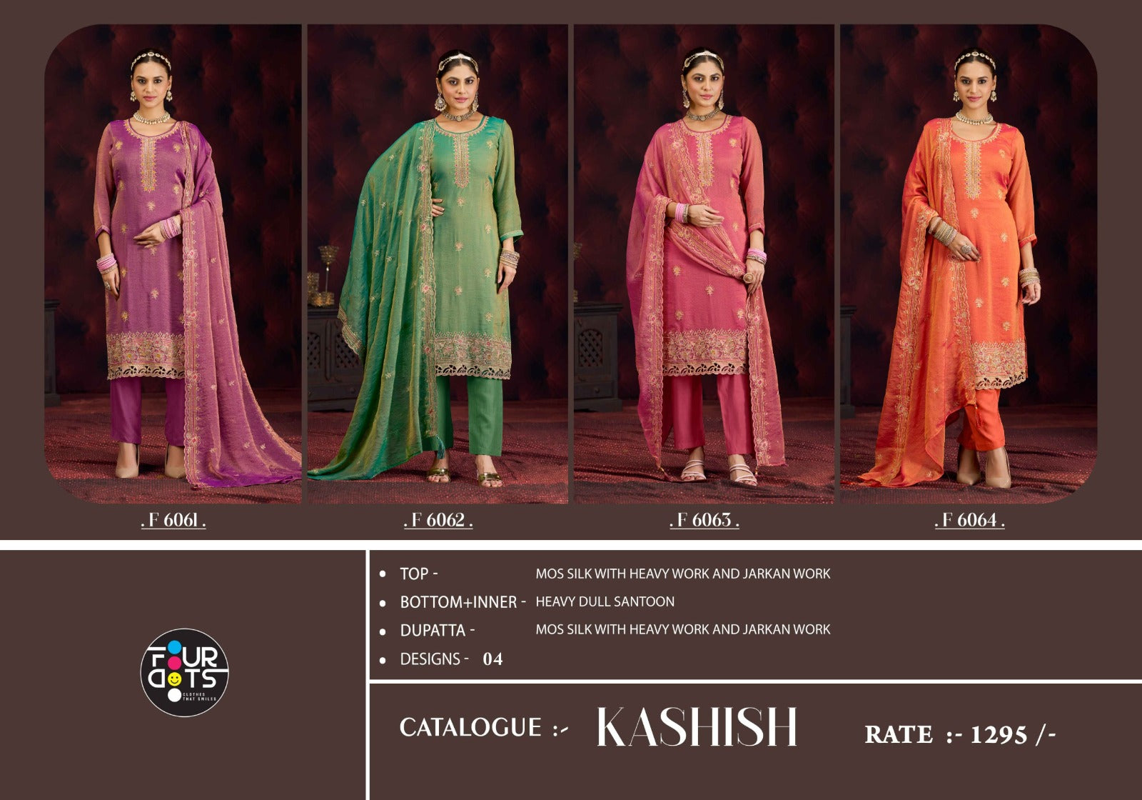 Kashish Four Dots Silk Pant Style Suits Manufacturer Gujarat