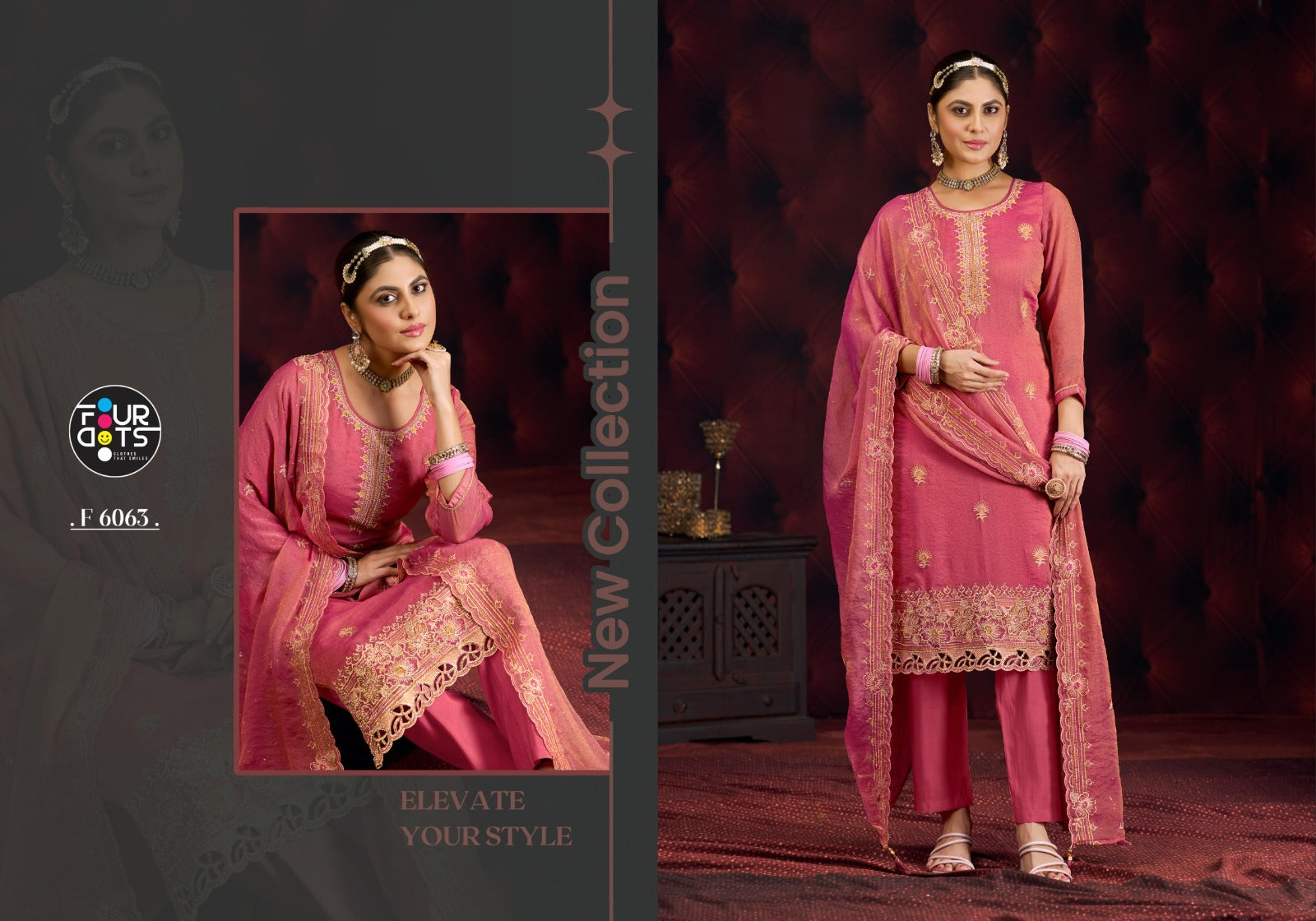 Kashish Four Dots Silk Pant Style Suits Manufacturer Gujarat