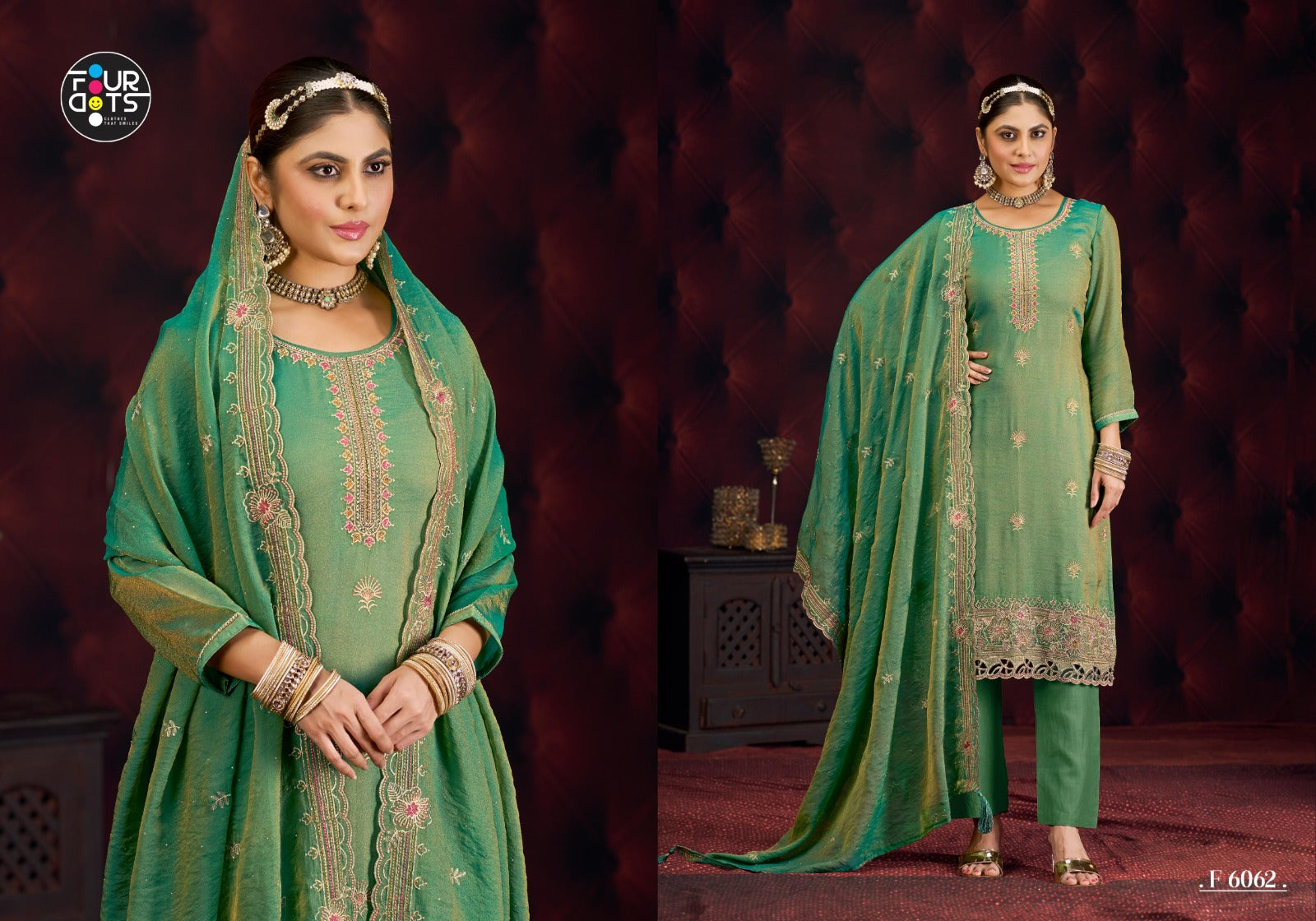 Kashish Four Dots Silk Pant Style Suits Manufacturer Gujarat