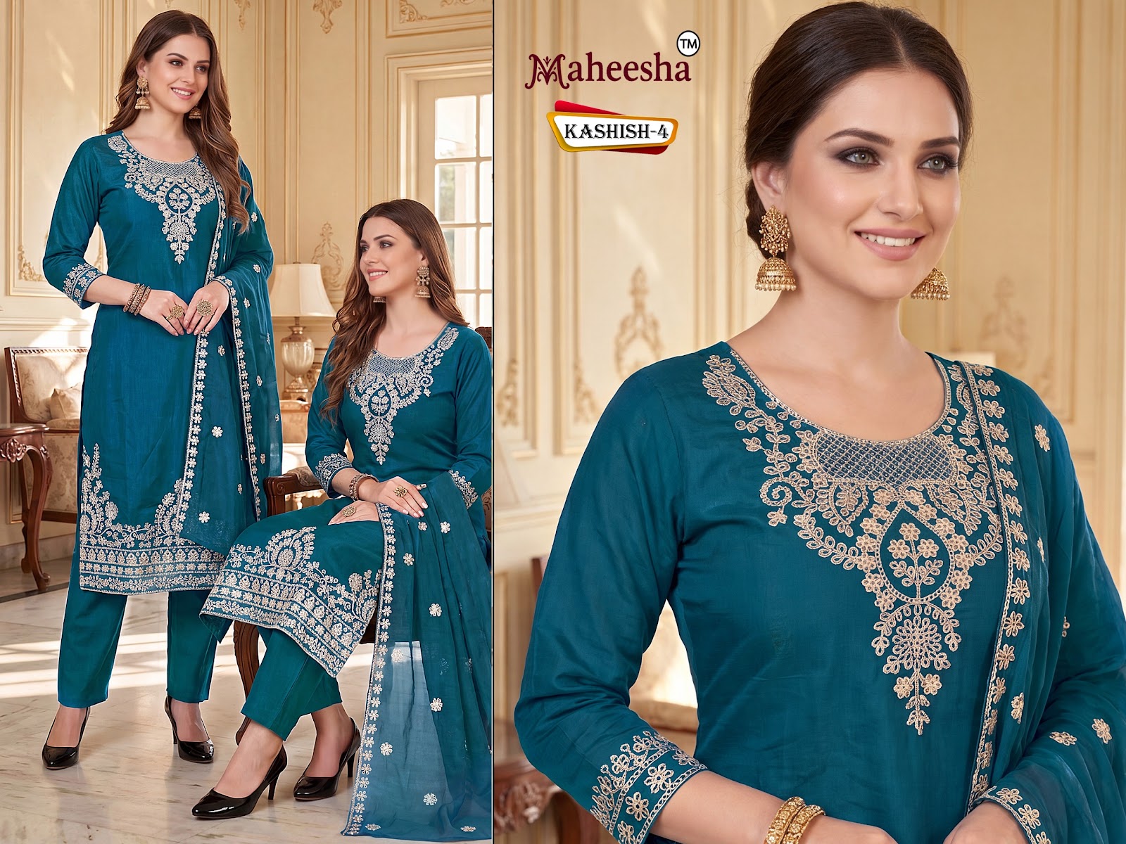 Kashish Maheesha Chanderi Readymade Pant Style Suits Wholesale Price
