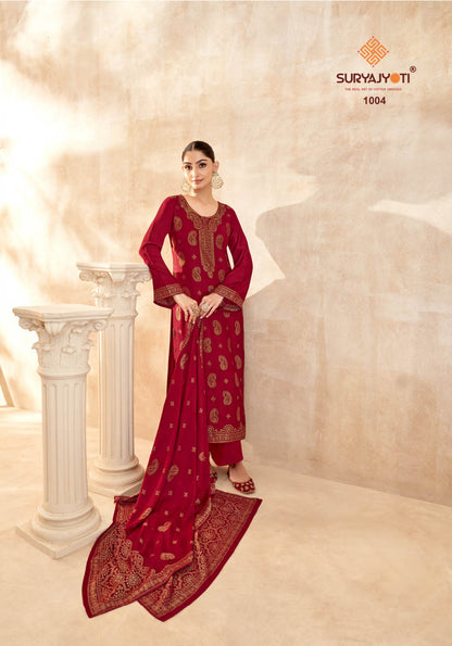 Kashish Pashmeena Vol 1 Suryajyoti Viscose Pant Style Suits Wholesaler Ahmedabad