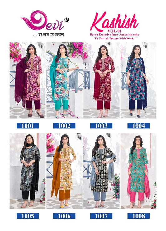 Kashish Vol 1 Devi Rayon Readymade Pant Style Suits