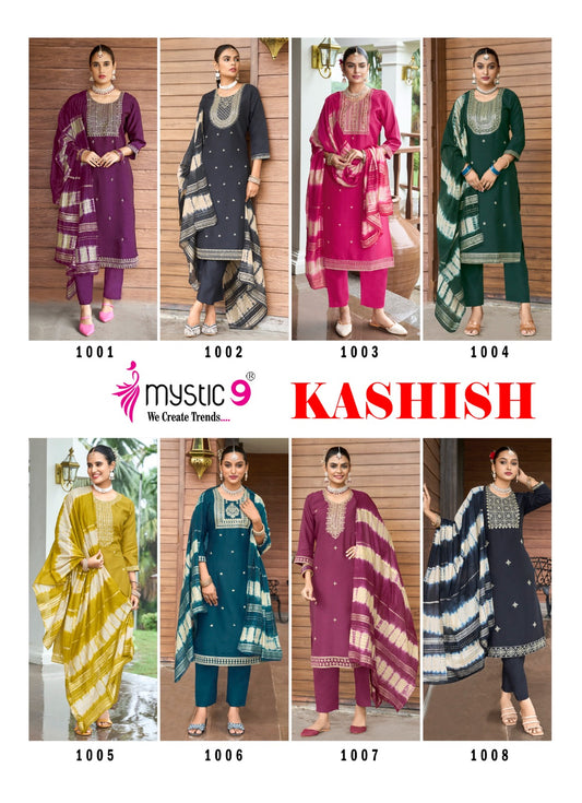 Kashish Vol 1 Mystic 9 Vertican Readymade Pant Style Suits Supplier Ahmedabad