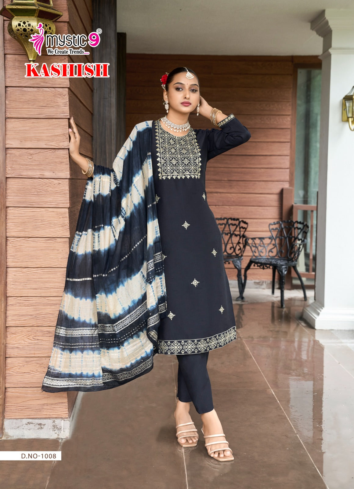 Kashish Vol 1 Mystic 9 Vertican Readymade Pant Style Suits Supplier Ahmedabad