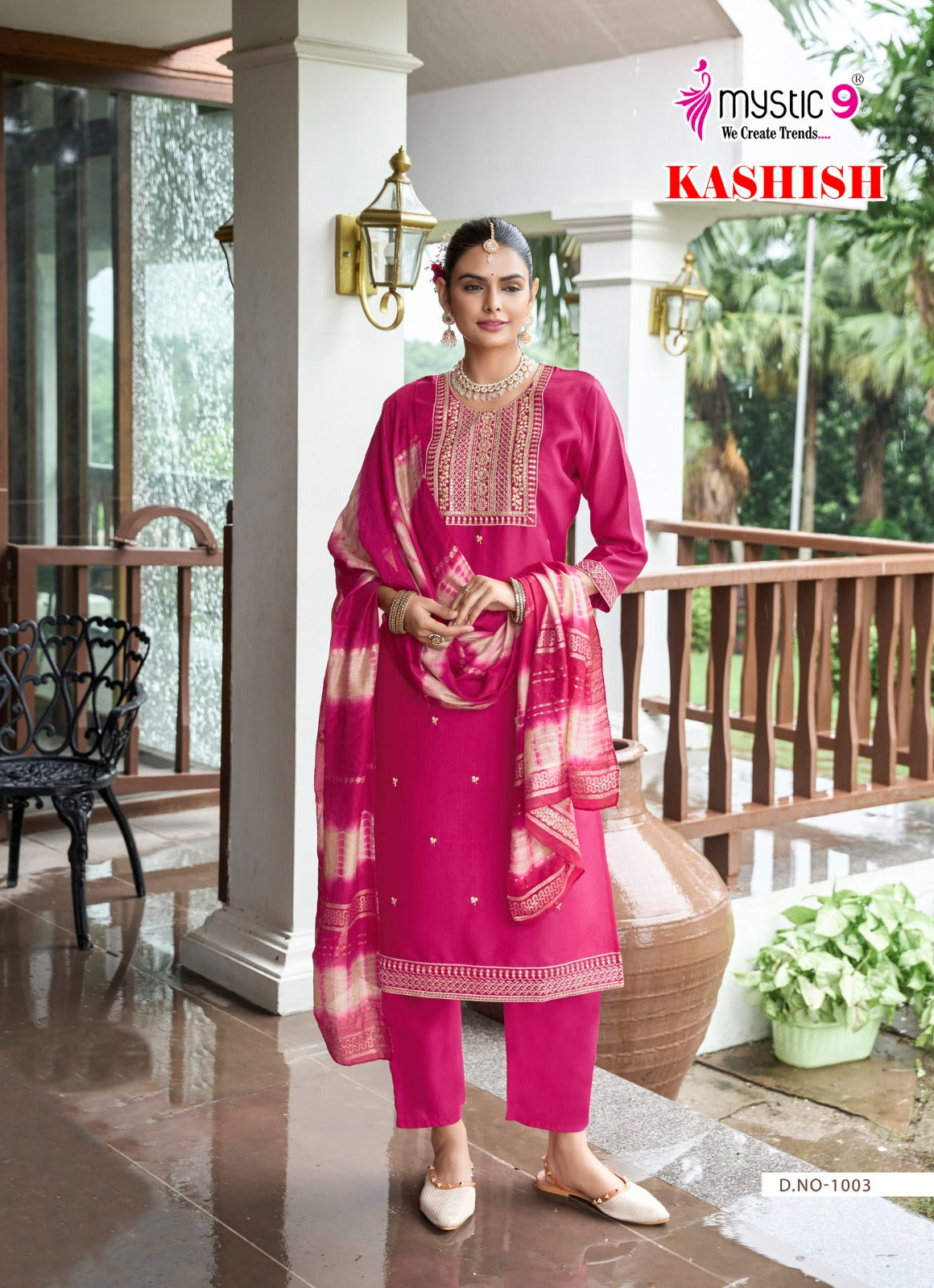 Kashish Vol 1 Mystic 9 Vertican Readymade Pant Style Suits Supplier Ahmedabad