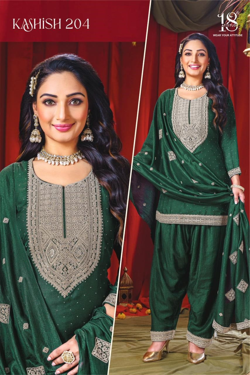 Kashish Vol 2 18 Attitude Vichitra Silk Readymade Suits Wholesaler