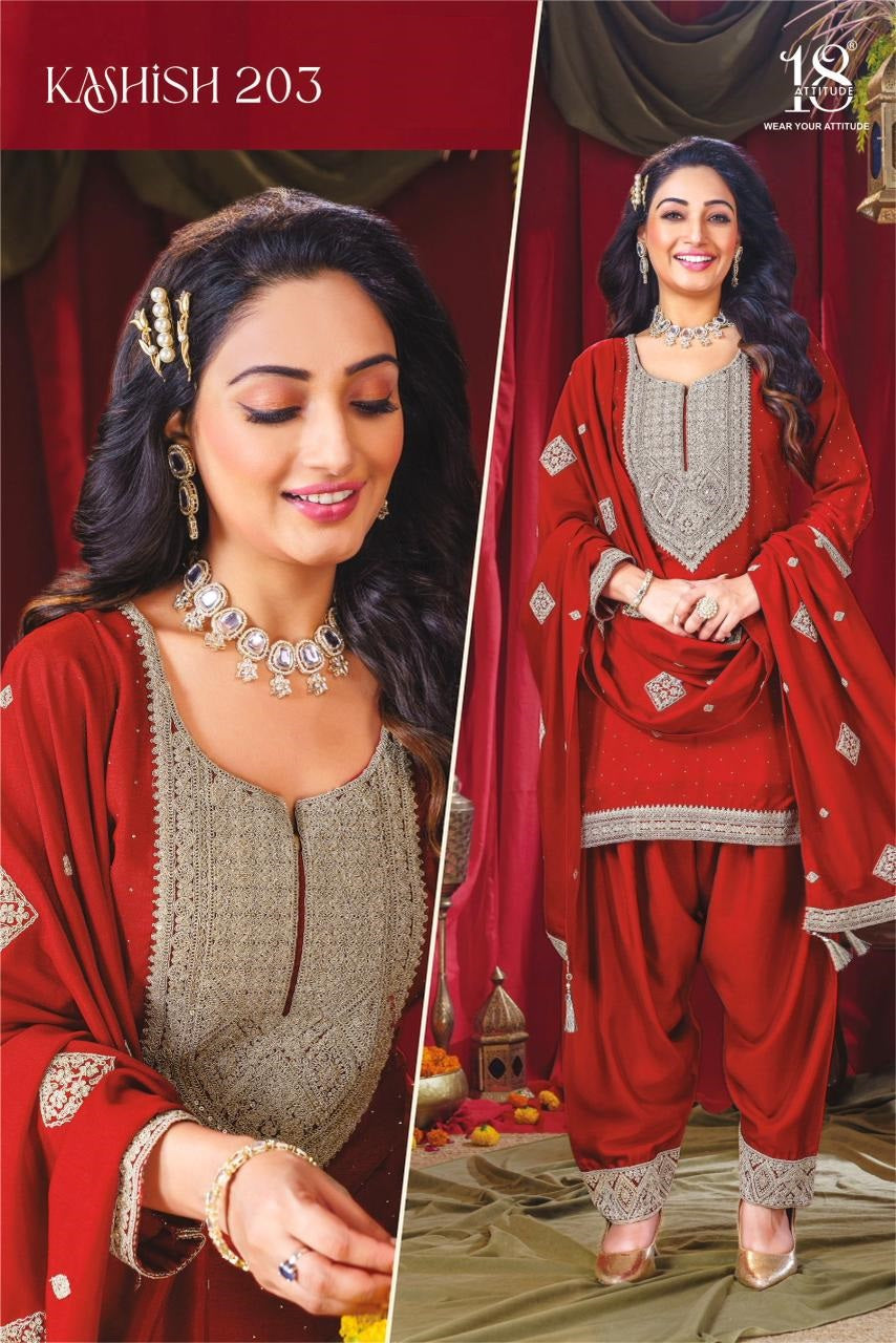 Kashish Vol 2 18 Attitude Vichitra Silk Readymade Suits Wholesaler