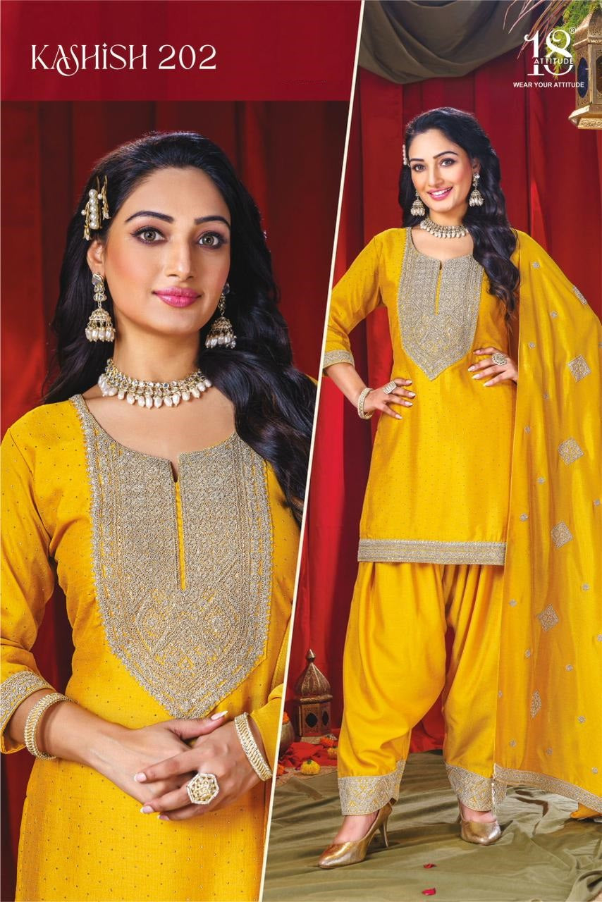 Kashish Vol 2 18 Attitude Vichitra Silk Readymade Suits Wholesaler