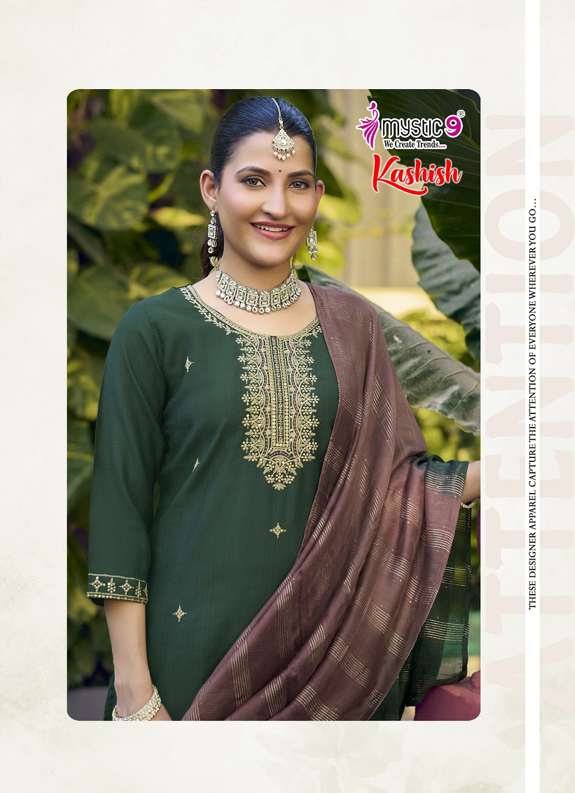 Kashish Vol 2 Mystic 9 Vertican Readymade Pant Style Suits Supplier Ahmedabad