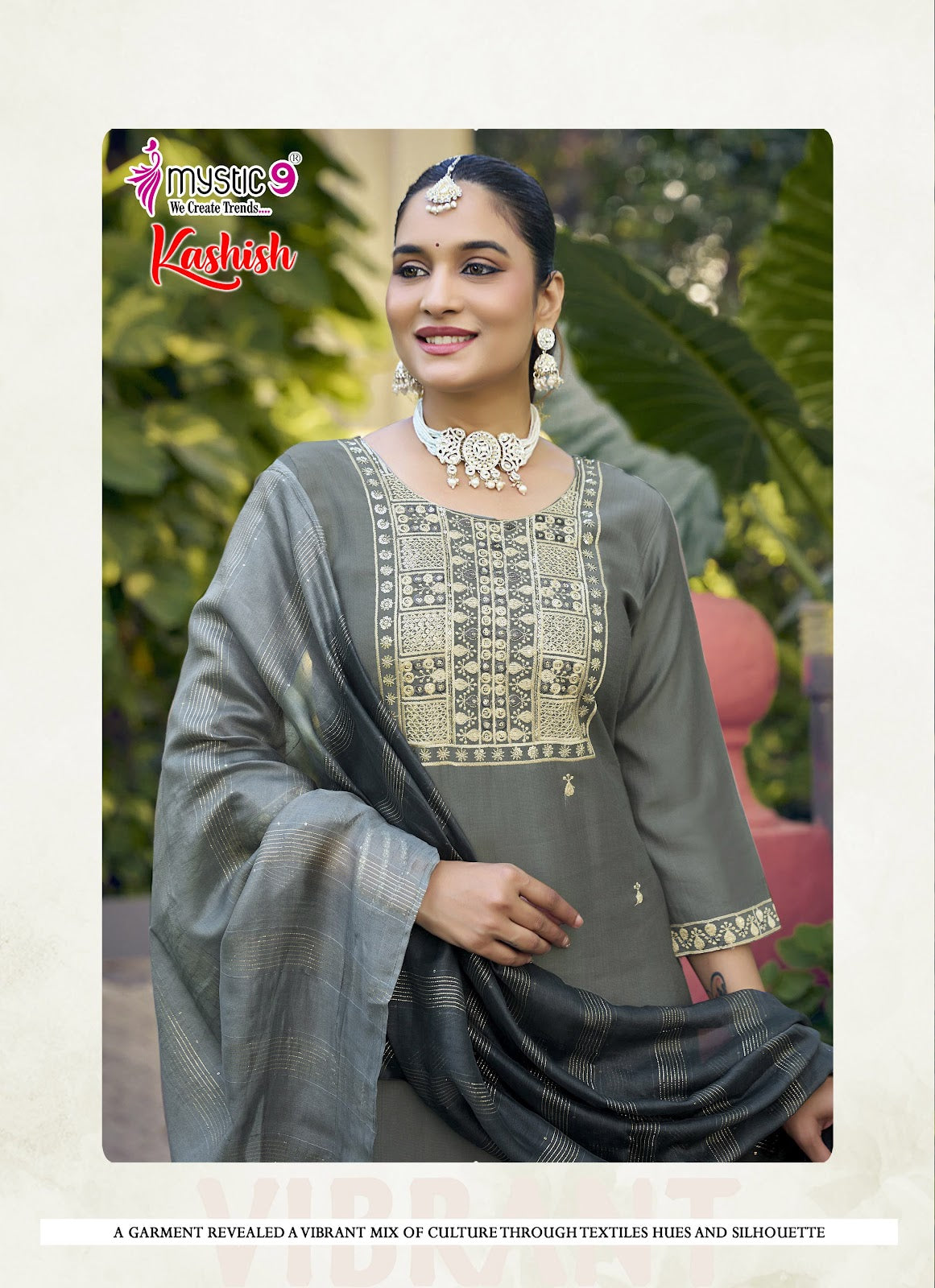 Kashish Vol 2 Mystic 9 Vertican Readymade Pant Style Suits Supplier Ahmedabad