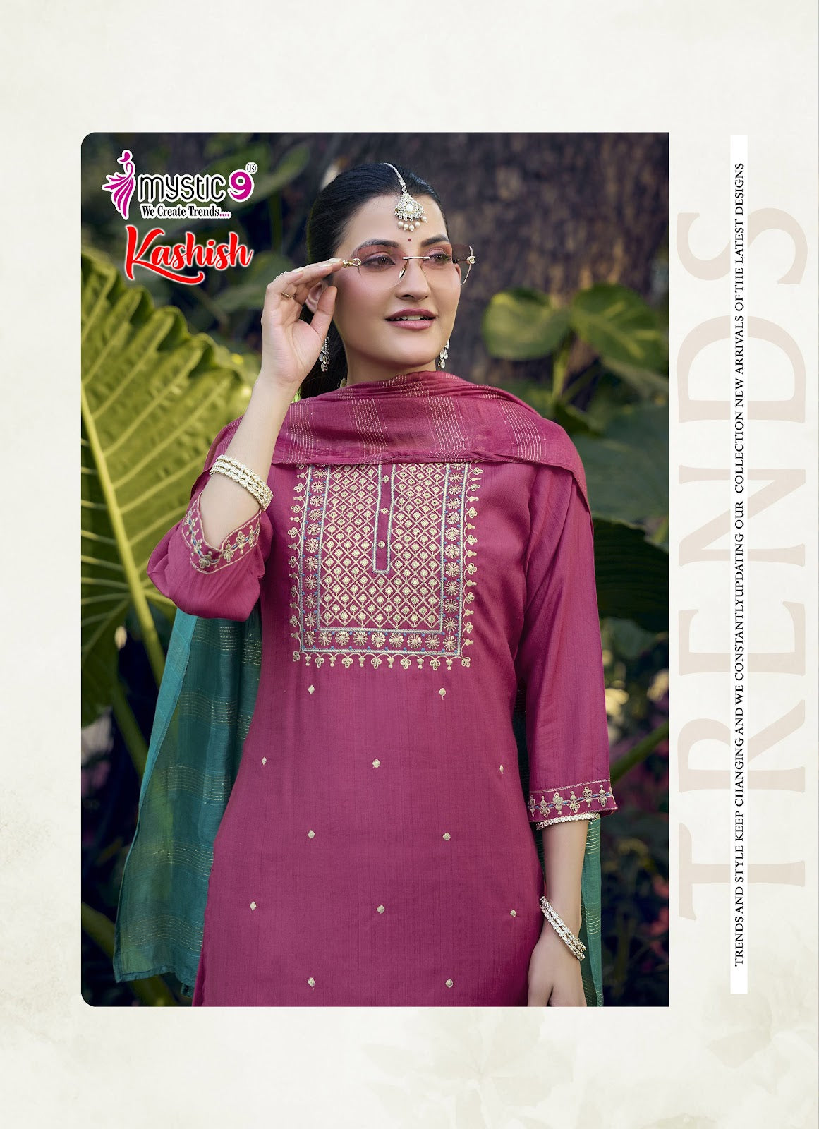 Kashish Vol 2 Mystic 9 Vertican Readymade Pant Style Suits Supplier Ahmedabad