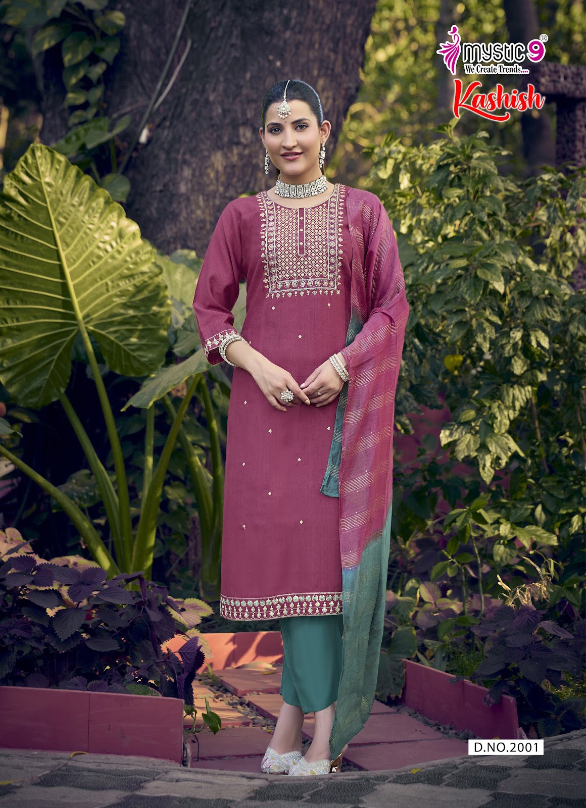 Kashish Vol 2 Mystic 9 Vertican Readymade Pant Style Suits Supplier Ahmedabad