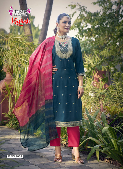 Kashish Vol 2 Mystic 9 Vertican Readymade Pant Style Suits Supplier Ahmedabad