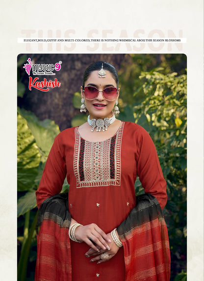 Kashish Vol 2 Mystic 9 Vertican Readymade Pant Style Suits Supplier Ahmedabad