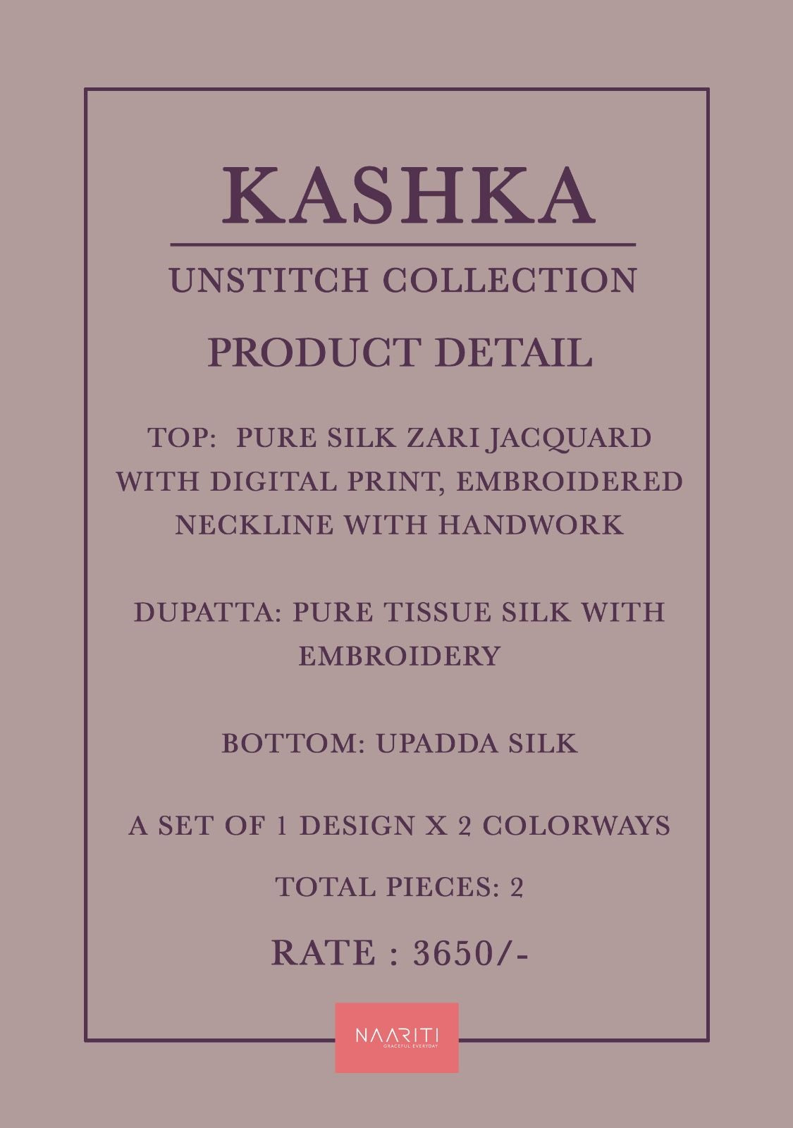 Kashka Naariti Silk Pant Style Suits Exporter