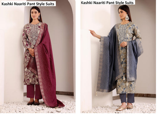Kashki Naariti Silk Jacquard Pant Style Suits Exporter India